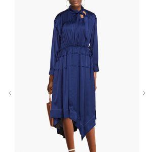 3.1 PHILLIP LIM Asymmetric gathered pleated satin midi dress